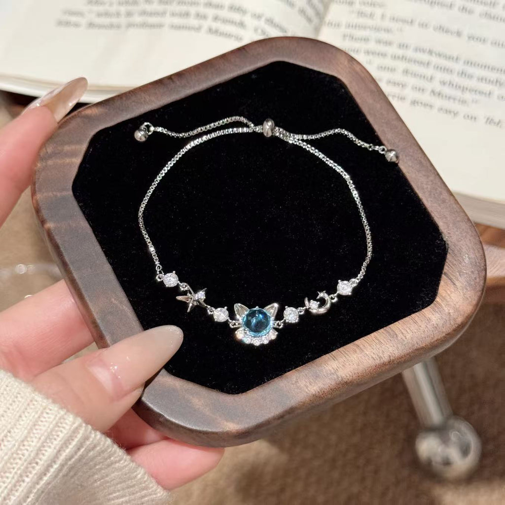 Korean Style Cute Cat Zircon Adjustable Bracelet, Delicate Light Luxury Fashion Hand Jewelry, Best Gift for Best Friend