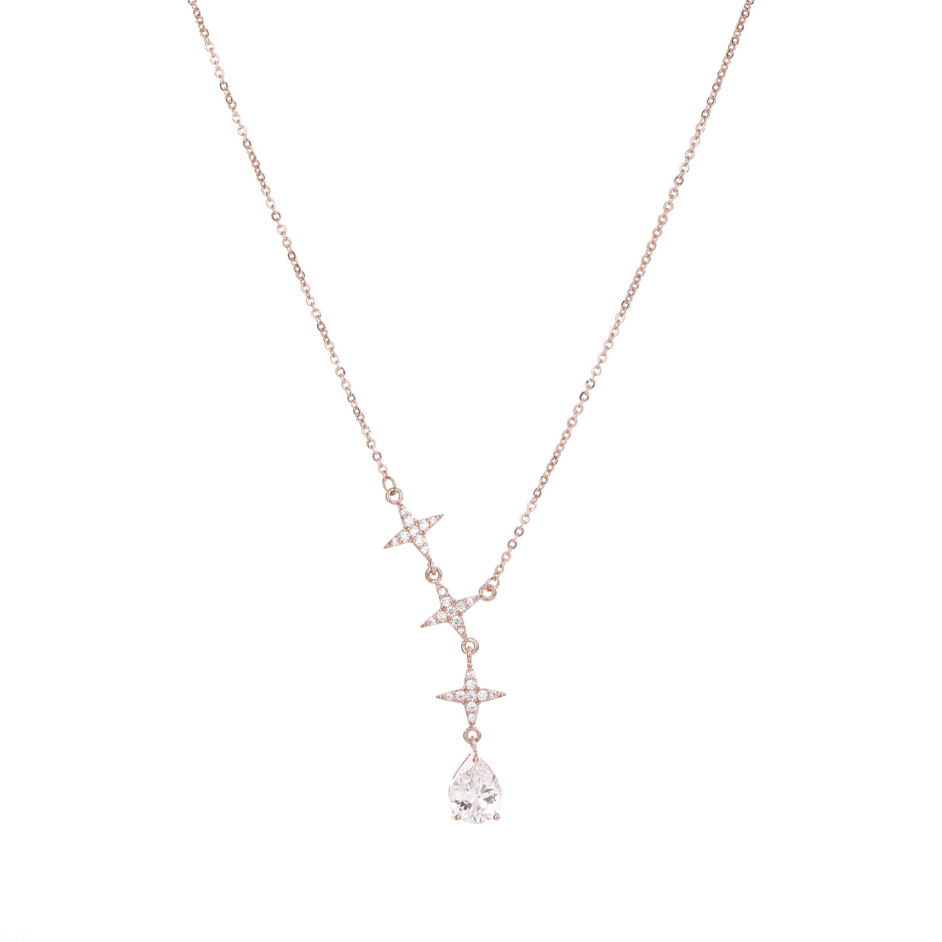 Sparkling Water Drop Cubic Zirconia Pendant Necklace for Women, Niche Luxury Minimal Dainty Versatile High-End Collarbone Fine Jewelry