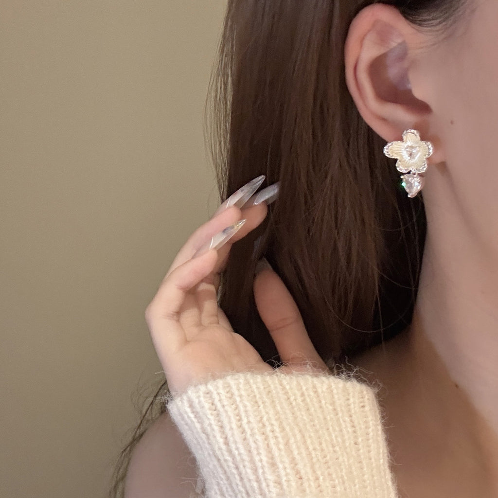 Fresh Summer Flower Stud Earrings, Luxury Sweet Gentle Dainty Elegant All-match Women Ear Jewelry