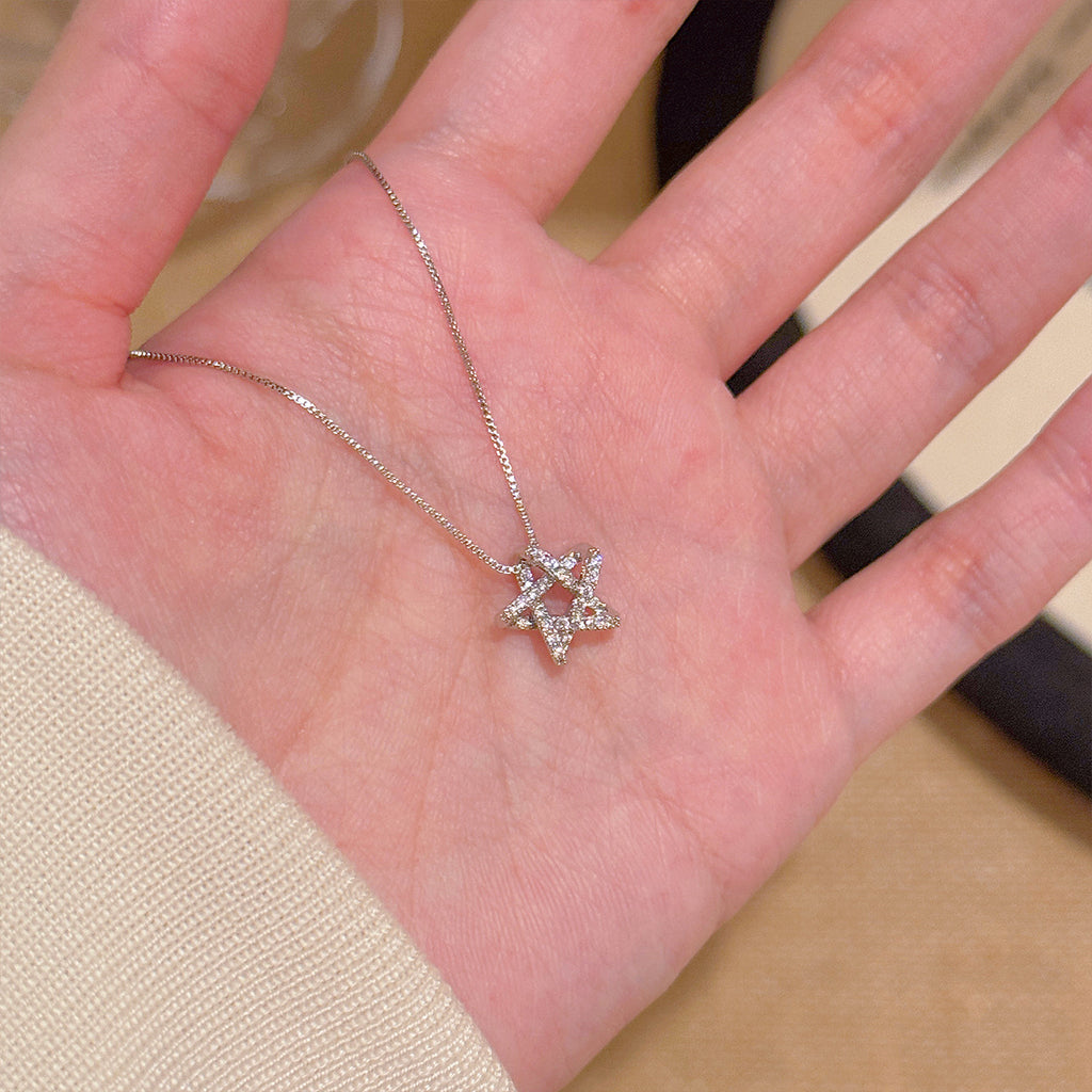 3D Star Pendant Necklace, Minimalist Niche Luxury Clavicle Chain, Dainty Elegant All-match Daily Necklace