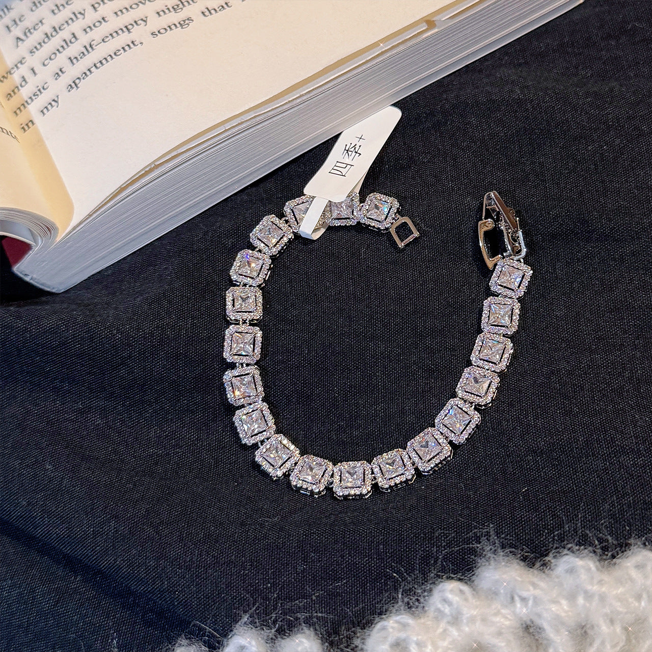 Shiny Cube Zircon Bracelet, Minimalist Luxury Dainty All-match Elegant Women Hand Jewelry