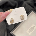 Cross-border European American Shiny Full Diamond Cross Earrings, Luxury Full Paved Zircon Studs