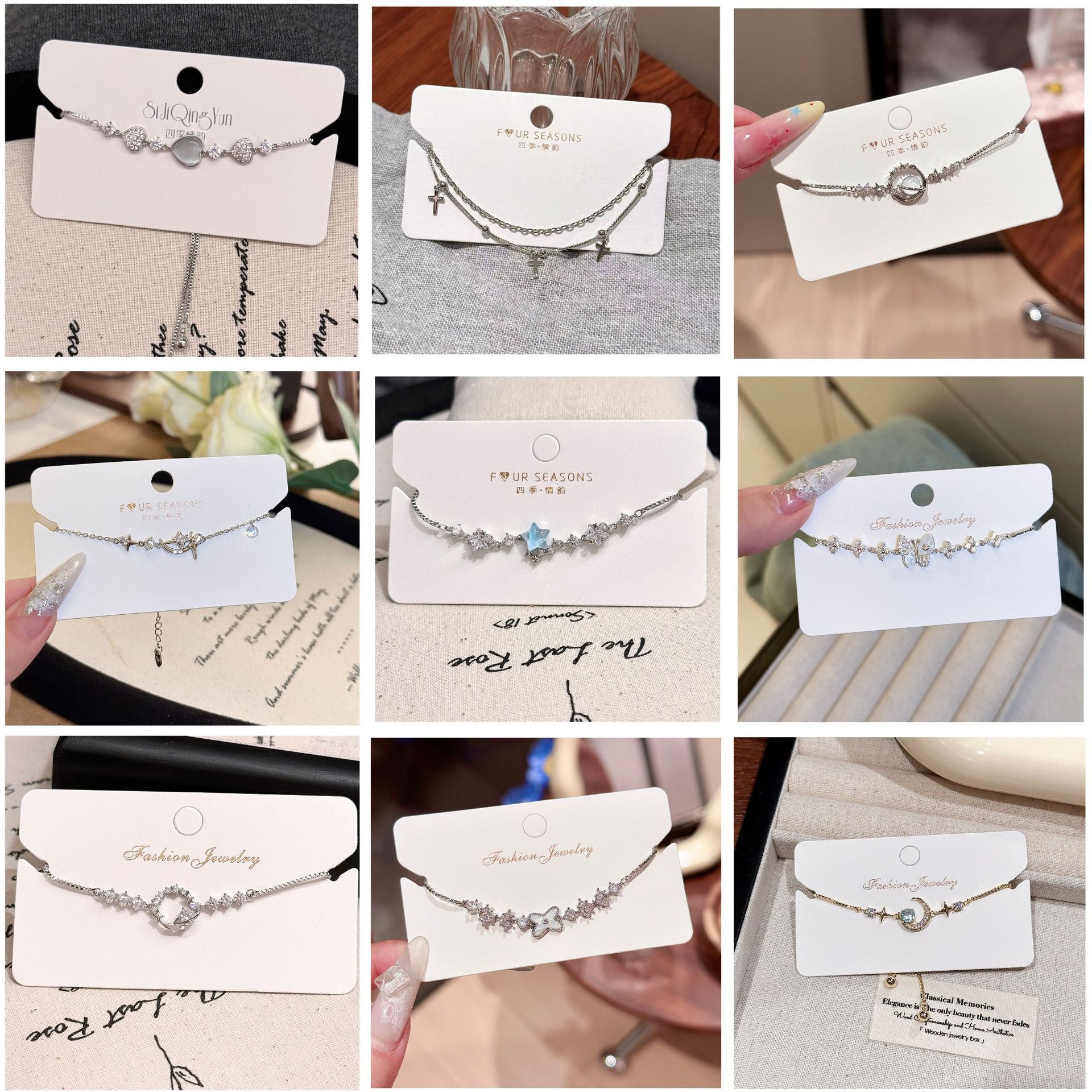 Four Seasons Charm Aquamarine Bracelet, Fashion Niche Sparkling Women Hand Jewelry, High-end Light Luxury Wrist Chain
