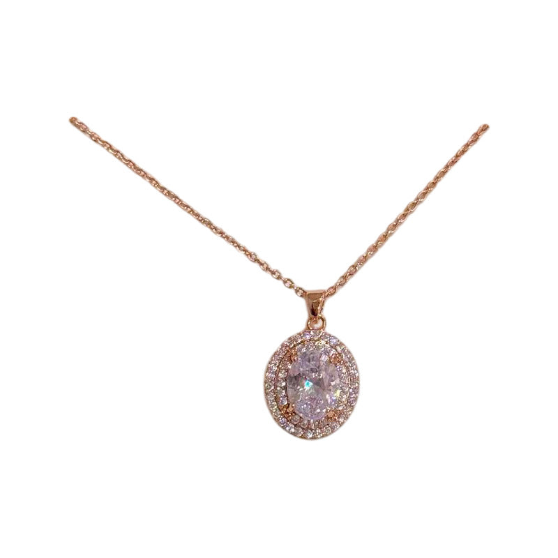 Shiny Geometric Round Pendant Necklace, Niche Luxury Dainty Clavicle Chain, Elegant All-match Daily Jewelry for Women
