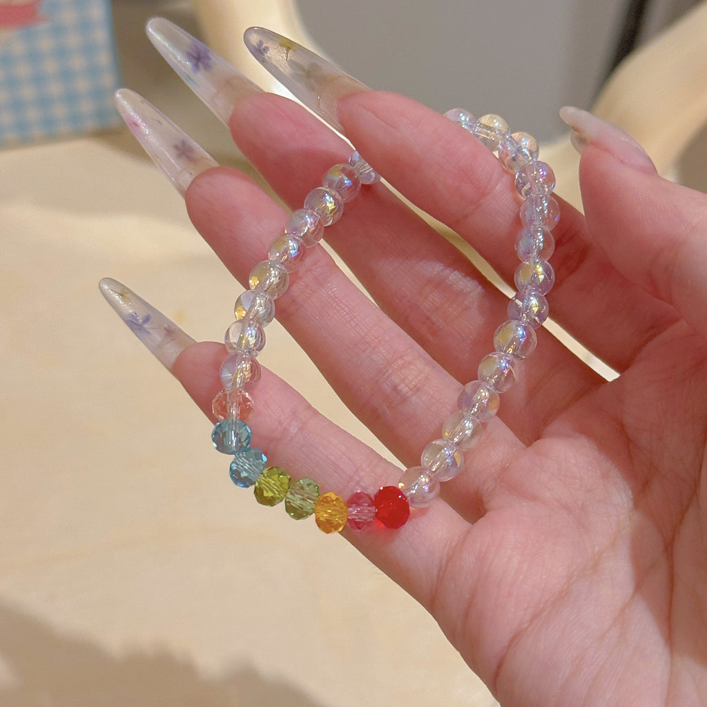 Rainbow Crystal Bubble Bead Bracelet, Sweet Summer Wrist Chain