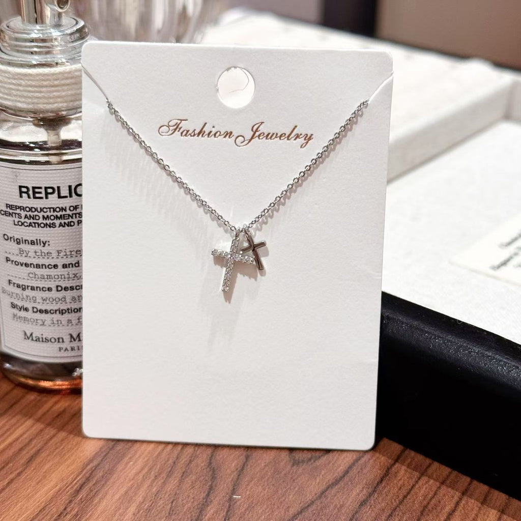 Vintage Cross Pendant Necklace, Elegant Luxury Daily Fashion Neck Jewelry