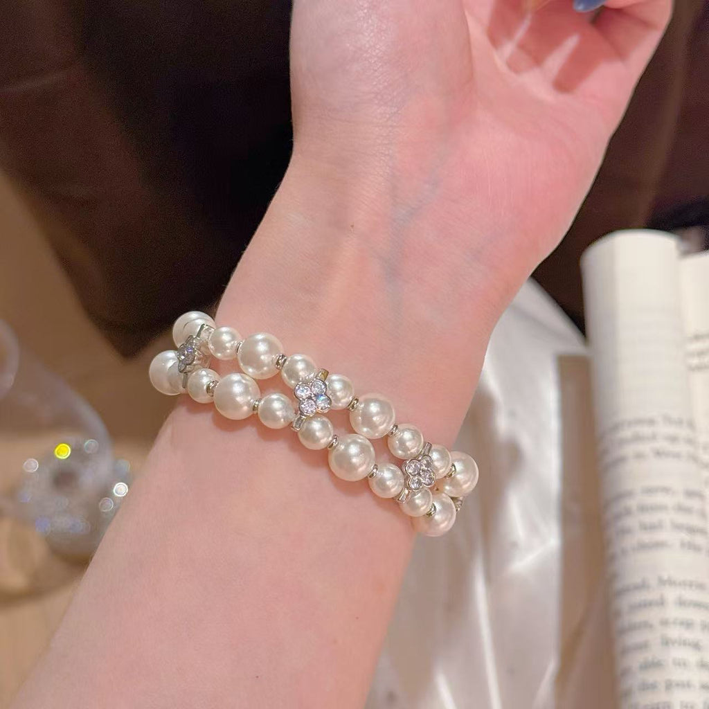 Women Classic Pearl Beaded Bracelets Chic Bow Design Niche High-end Fresh Sweet Delicate Versatile Daily Wrist Jewelry