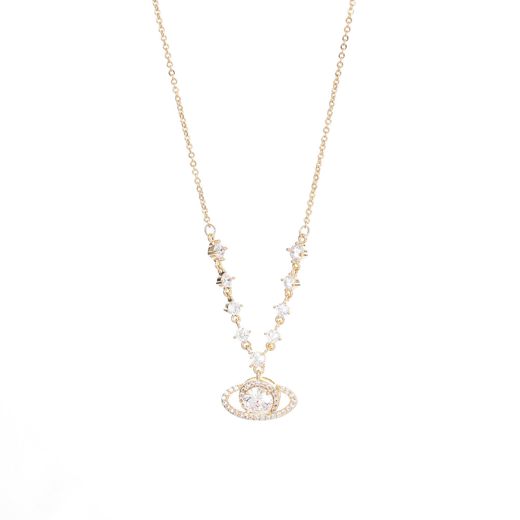 Luxury Saturn Necklace, Natural Zircon Clavicle Chain, Niche Fashion Jewelry