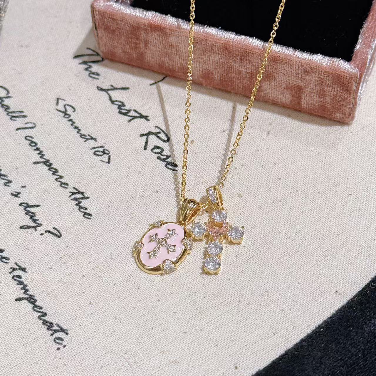 Vintage Cross Necklace Sweet Cool Style Elegant Dainty Clavicle Chain Fashion Jewelry for Girls