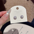 Cold Style Round Zircon Earrings, S925 Silver Studs, Elegant Luxury Delicate Fashion Ear Accessories