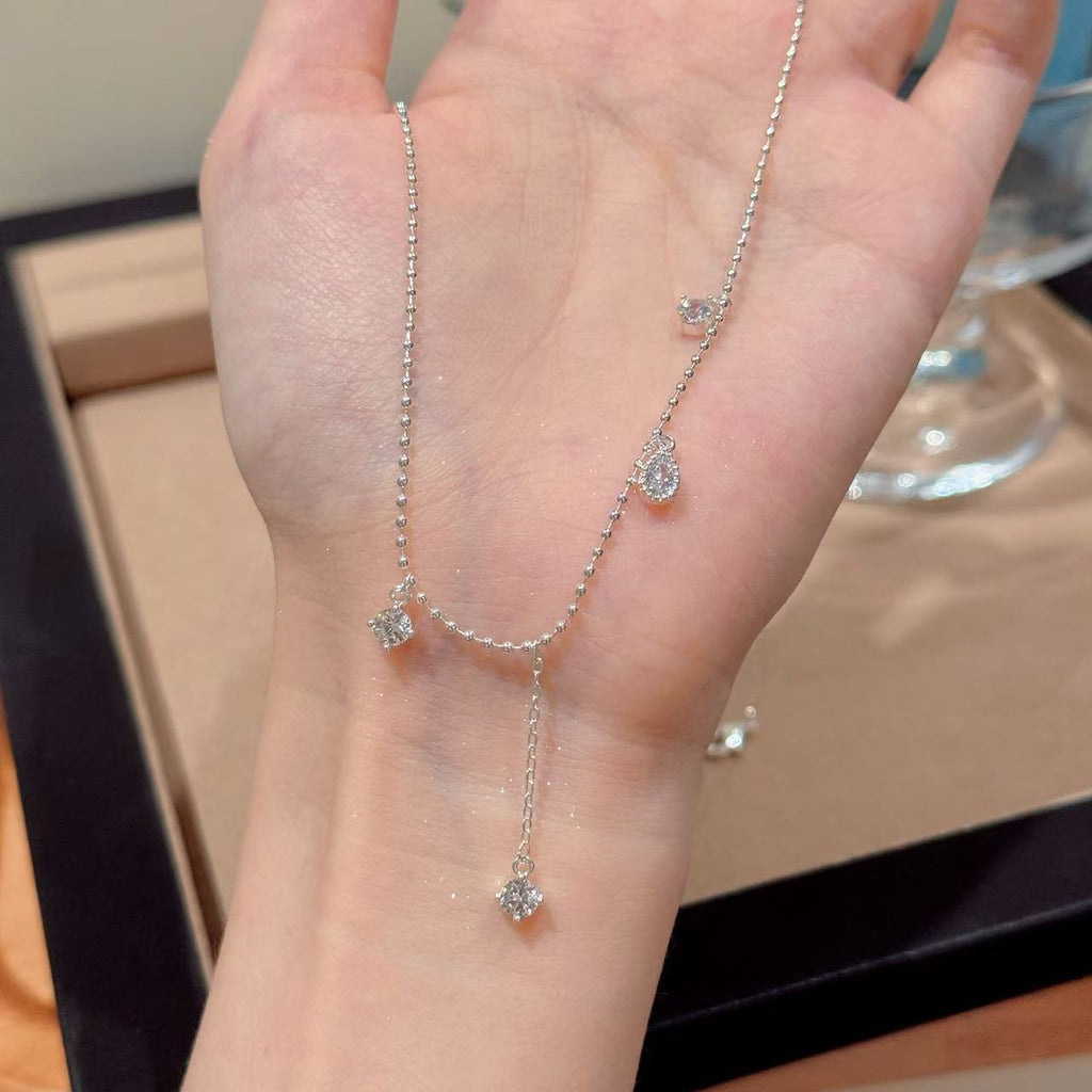 Teardrop Zircon Minimal Collarbone Necklace Luxury Women Jewelry