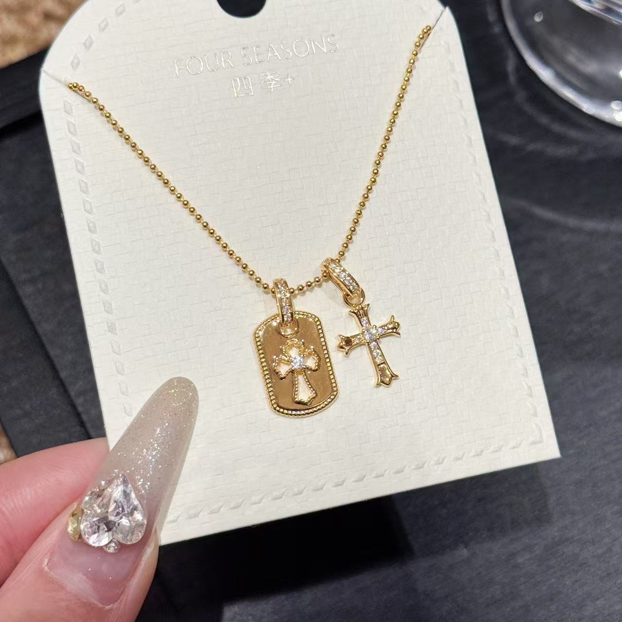 Golden Shovel Sand Gold Necklace, Non-fading Chinese Style Daily Neck Chain