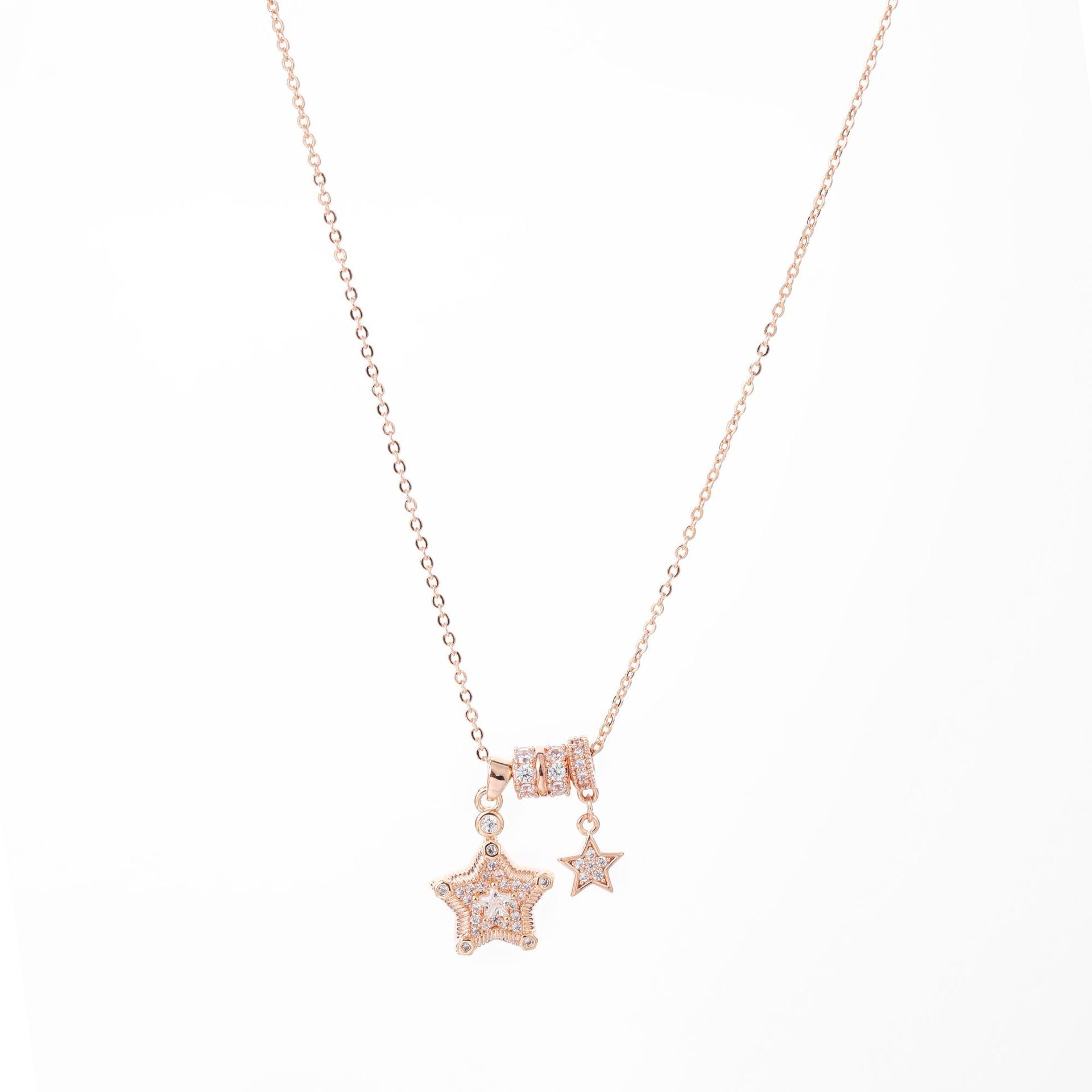 Korean Star Zircon Clavicle Chain, Elegant Trendy Daily Women Pendant Necklace