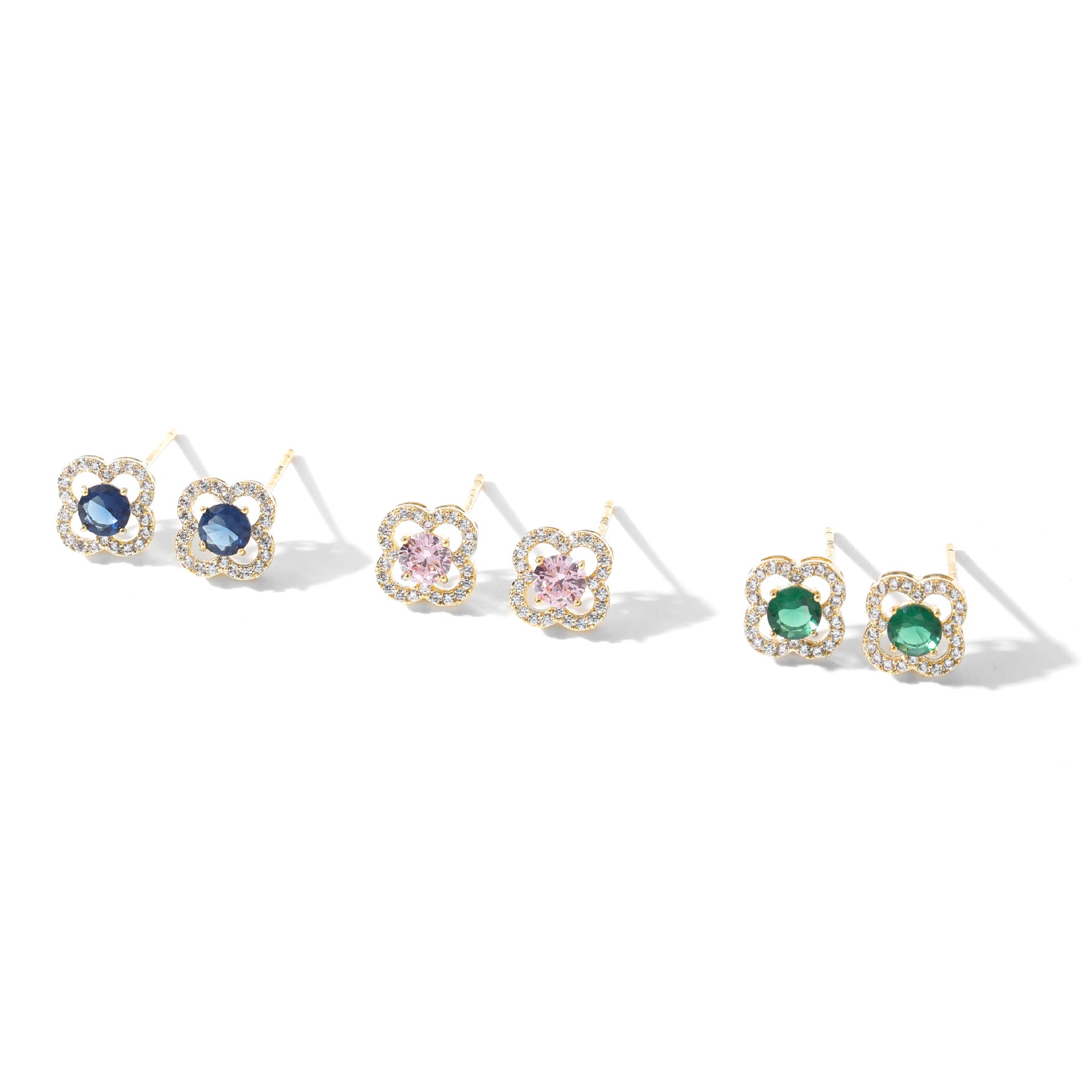 Women 3 Pairs Bling Bling Crystal Ear Studs Colorful Simple Style Silver Needle Ear Piercing Accessories Ear Healing Earrings Set