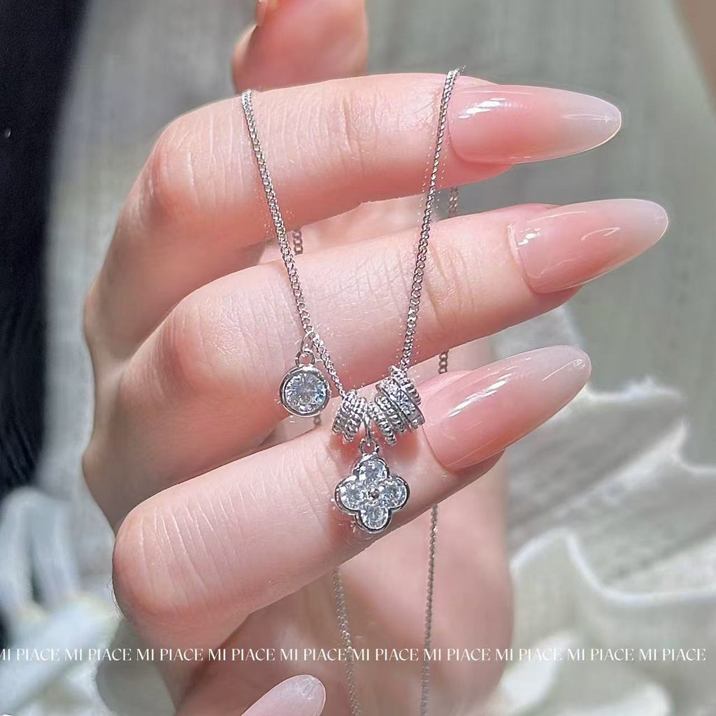 Spring Jewelry Four-Leaf Clover Necklace, Luxury Niche Designed Clavicle Chain