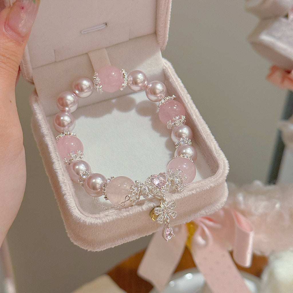 Pink Crystal Magic Wand Bracelet, Sweet Girly Daily Hand Chain