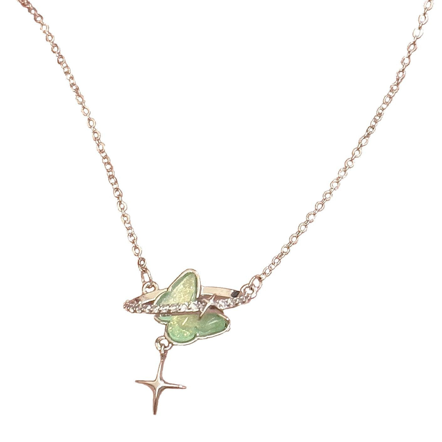 Korean Style Butterfly Clavicle Chain, Minimalist Niche Temperament Pendant Necklace, Luxury Elegant Fashion Jewelry Gift