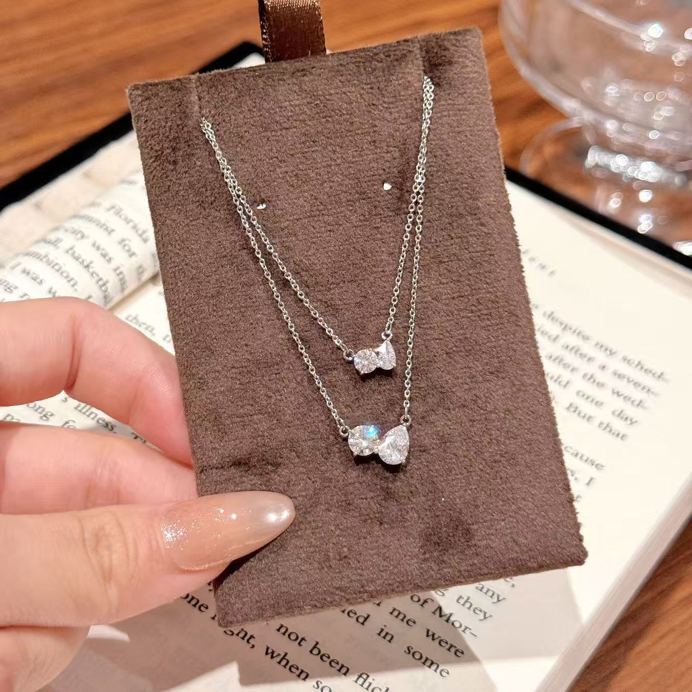 Layered Drop Zircon Necklace, Minimal Niche Clavicle Chain, Luxury Elegant All-match Women Jewelry
