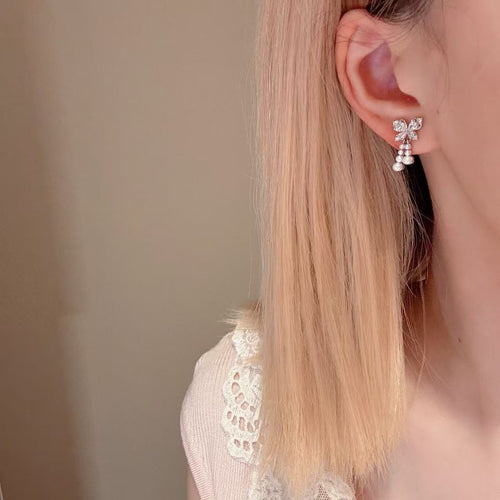 Butterfly Pearl Stud Earrings, S925 Sterling Silver Posts, Fresh Sweet Elegant Luxury Dainty All-match Earrings