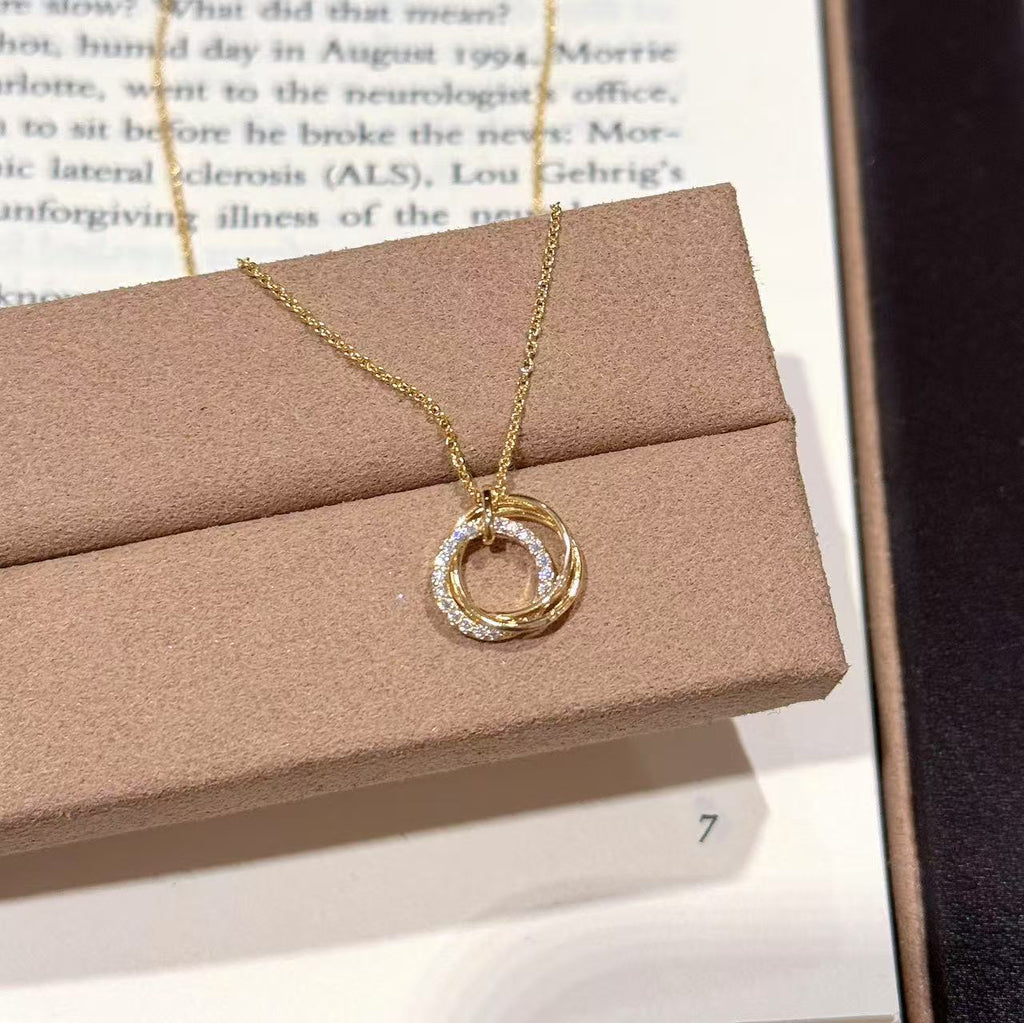 Double Ring Minimal Collarbone Necklace Korean Style Women Jewelry