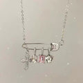 Paperclip Cross Pendant Necklace, Inlaid Sparkling Zircon, Fresh Sweet Luxury Niche Design Jewelry