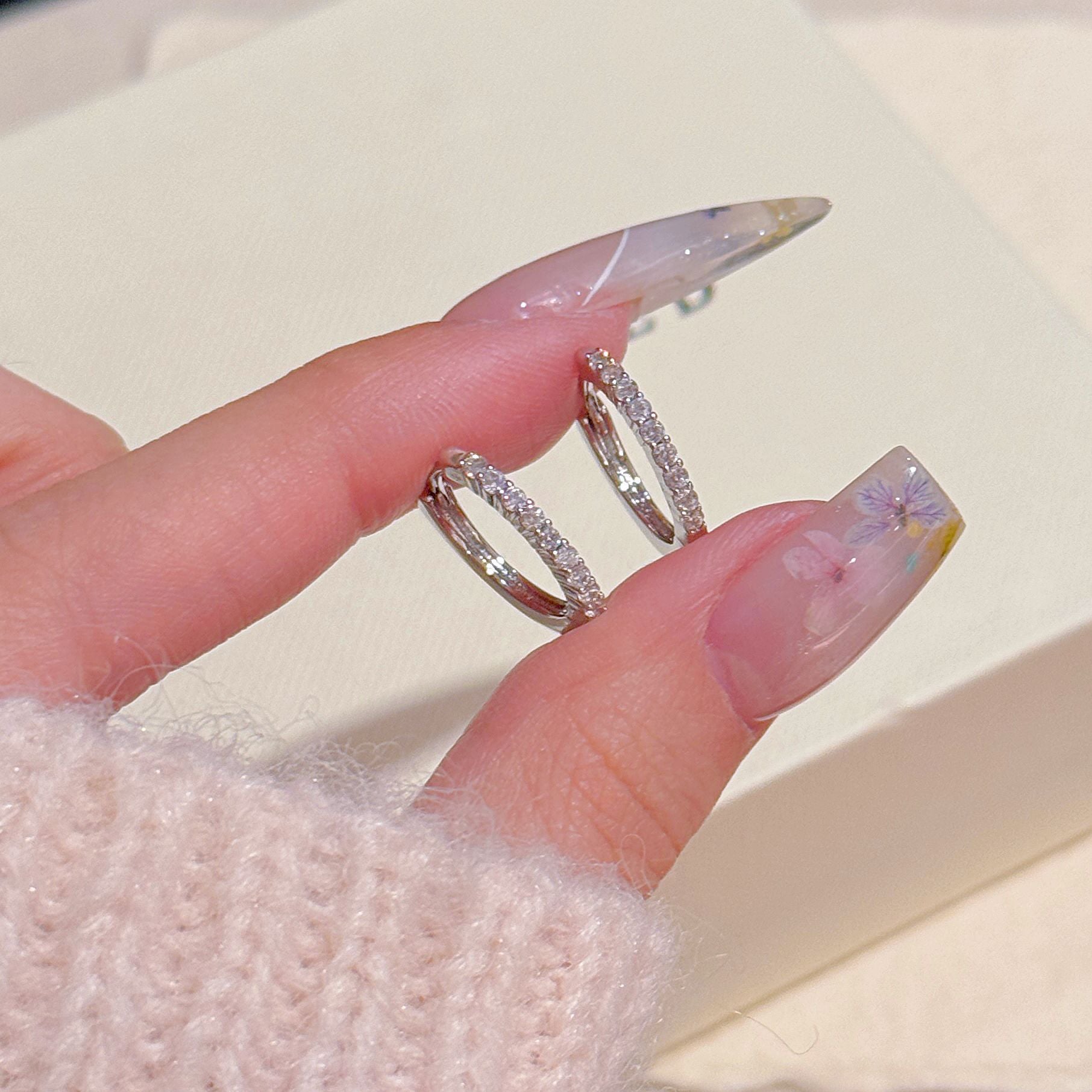 Minimalist Full Zircon Hoop Earrings, Luxury Niche Design Elegant Versatile Fashion Ear Buckles