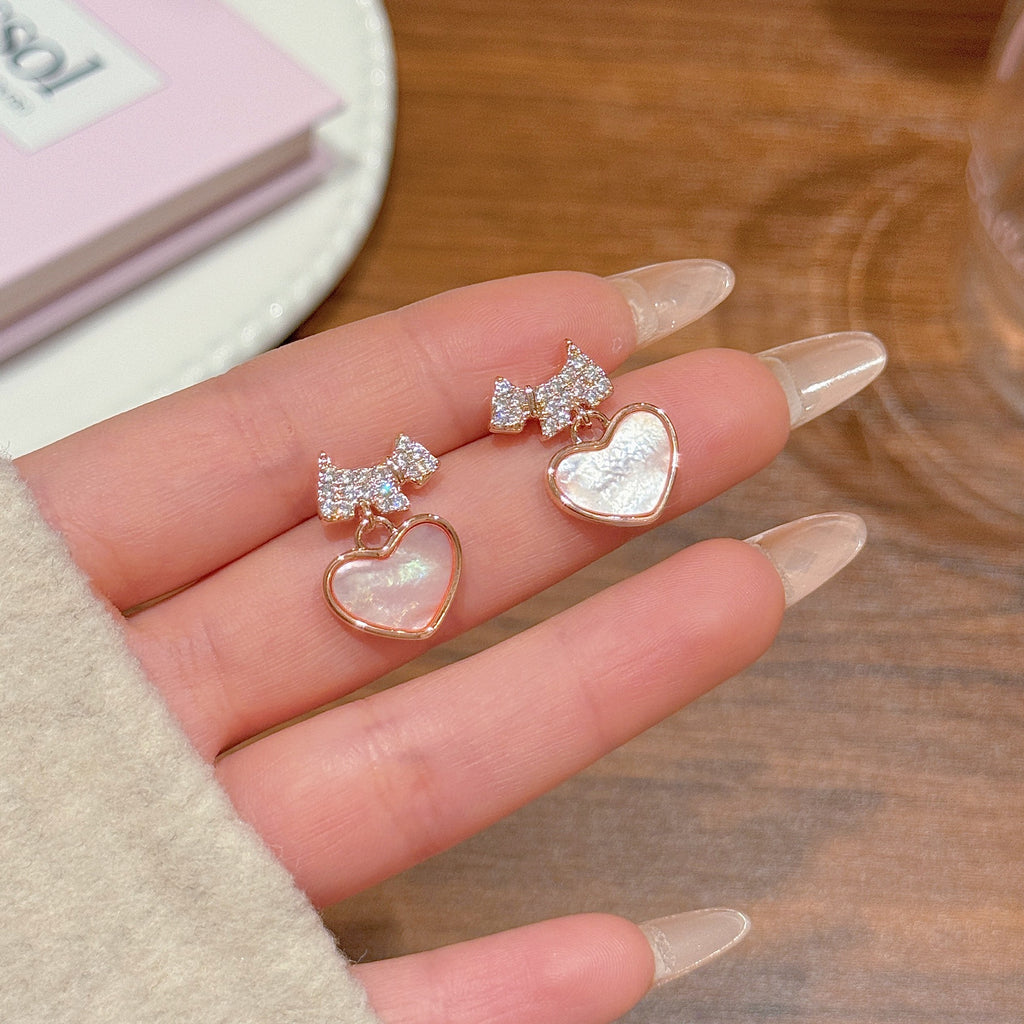 Heart Stud Earrings, Shiny Luxury Delicate Earrings, Minimalist Elegant Commute Versatile Ear Jewelry