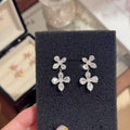 Floral Drop Dangle Earrings with S925 Sterling Silver Posts, Luxury Dainty Sweet Elegant All-match Stud Earrings