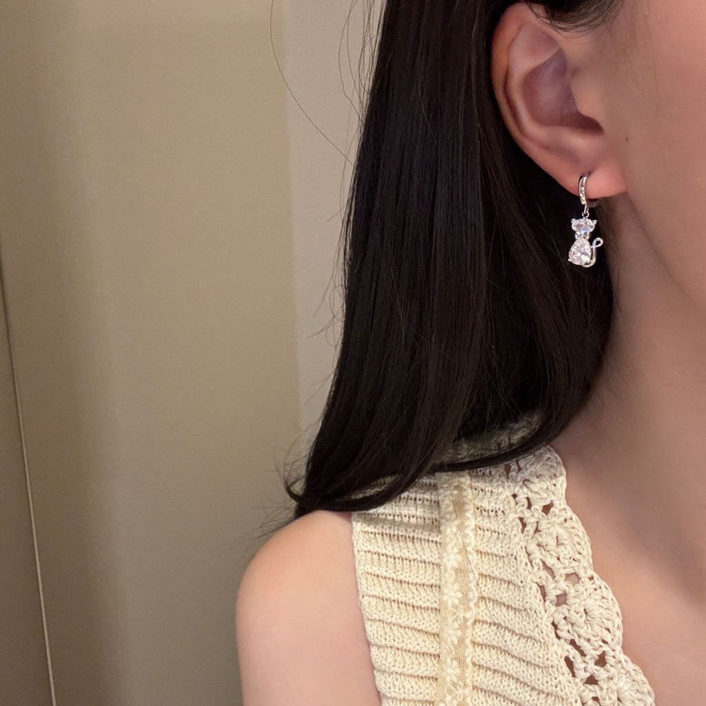 Elegant Cat Ear Buckles, Luxury High-class Korean Style Earrings, Delicate Temperament Daily Versatile Fashion Studs