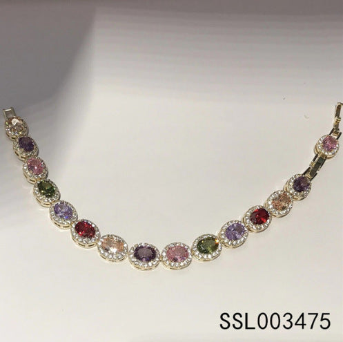 Emerald Zircon Colorful Bracelet, Exquisite High-End Hand Accessories, Trendy Viral Daily Ornament