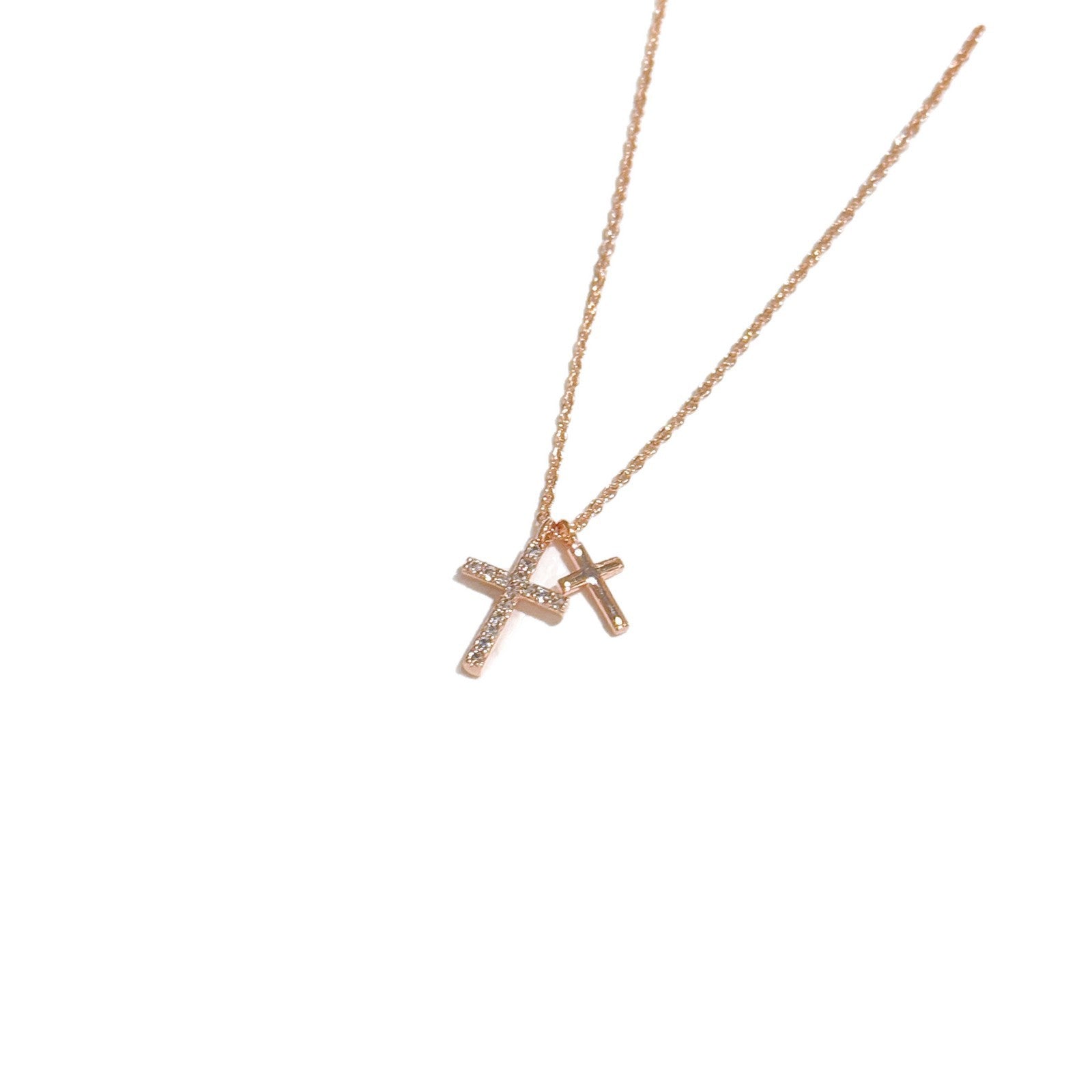 Hot Sale Double Cross Pendant Clavicle Necklace, Luxury Elegant Trendy Fine Jewelry for Women