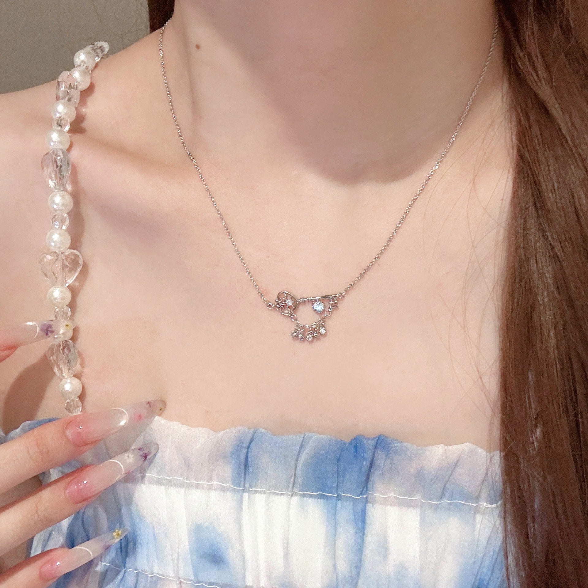 Heart Key Tassel Necklace, Vintage Dainty Clavicle Chain, Minimalist Luxury Delicate Pendant Necklace, Elegant Stylish Jewelry Gifts for Women Girls