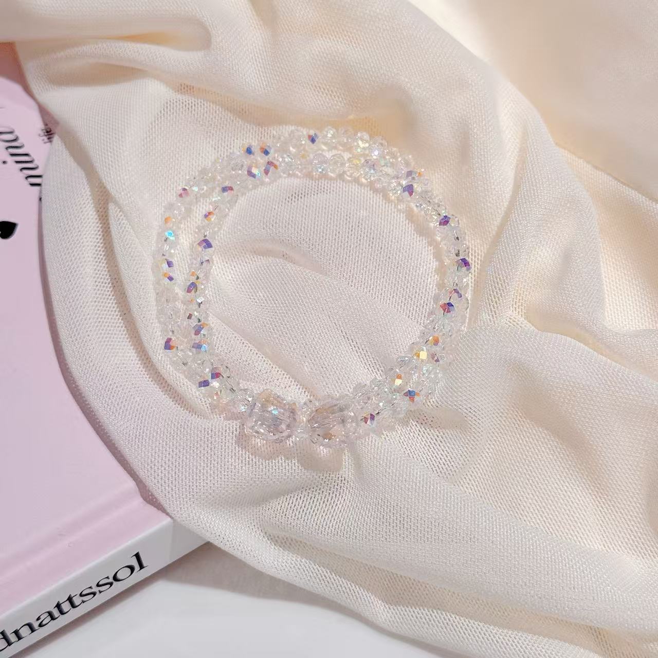 Double Layer Crystal Bracelet with Bow Charm, Luxury Exquisite Wrist Jewelry, Sweet Gift for Best Friend Birthday