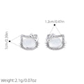 Cute Cat Stud Earrings, S925 Sterling Silver Post, Minimalist Dainty Earrings, Luxury Niche Versatile Jewelry
