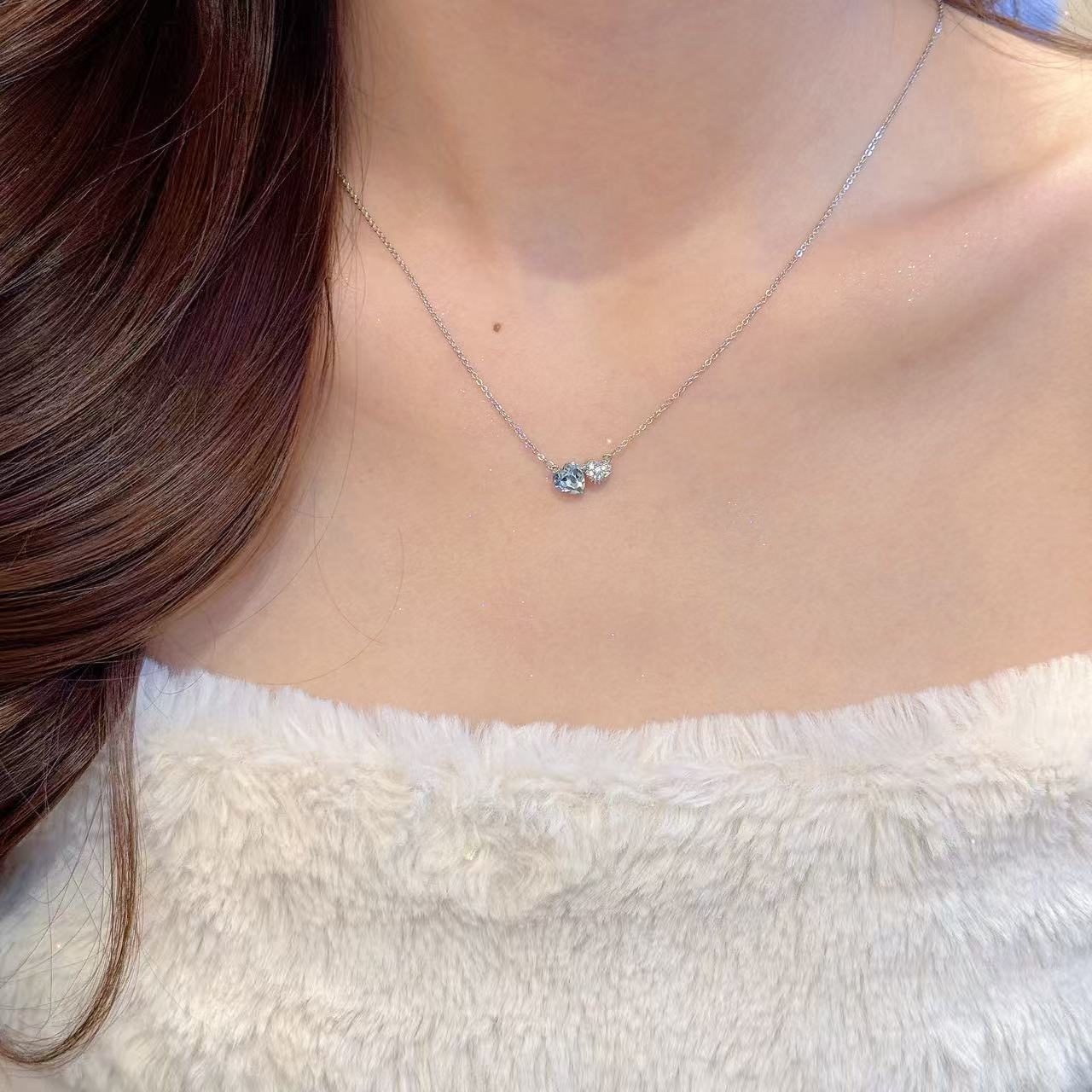 Custom Korean Cold Style Pendant Necklace for Women, Niche Luxury Dainty Sweet Designer Versatile Daily Clavicle Fine Jewelry