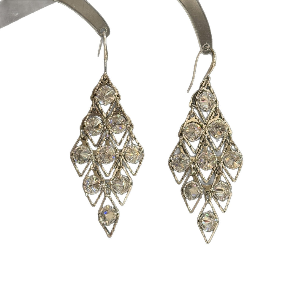 Cold Tone Rhombus S925 Silver Studs Luxury Elegant Women Earring