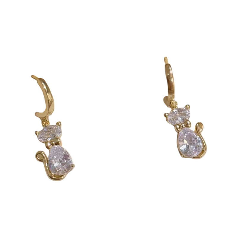 Elegant Cat Ear Buckles, Luxury High-class Korean Style Earrings, Delicate Temperament Daily Versatile Fashion Studs