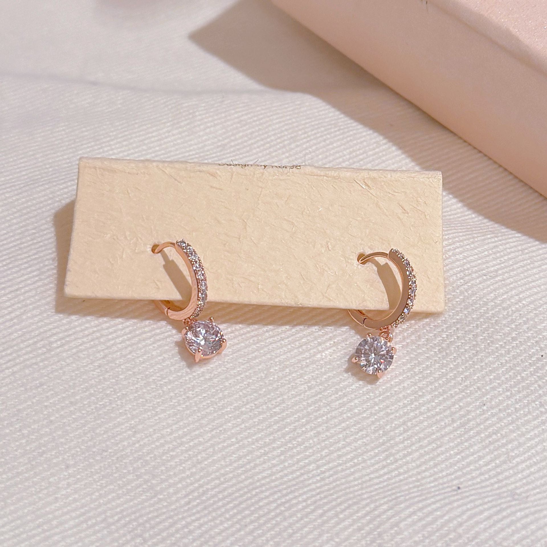 Cool Tone Zircon Circle Drop Hoop Earrings Minimal Luxury Women Earring