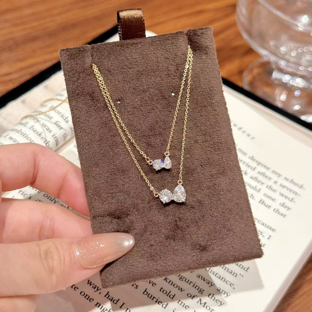 Layered Drop Zircon Necklace, Minimal Niche Clavicle Chain, Luxury Elegant All-match Women Jewelry