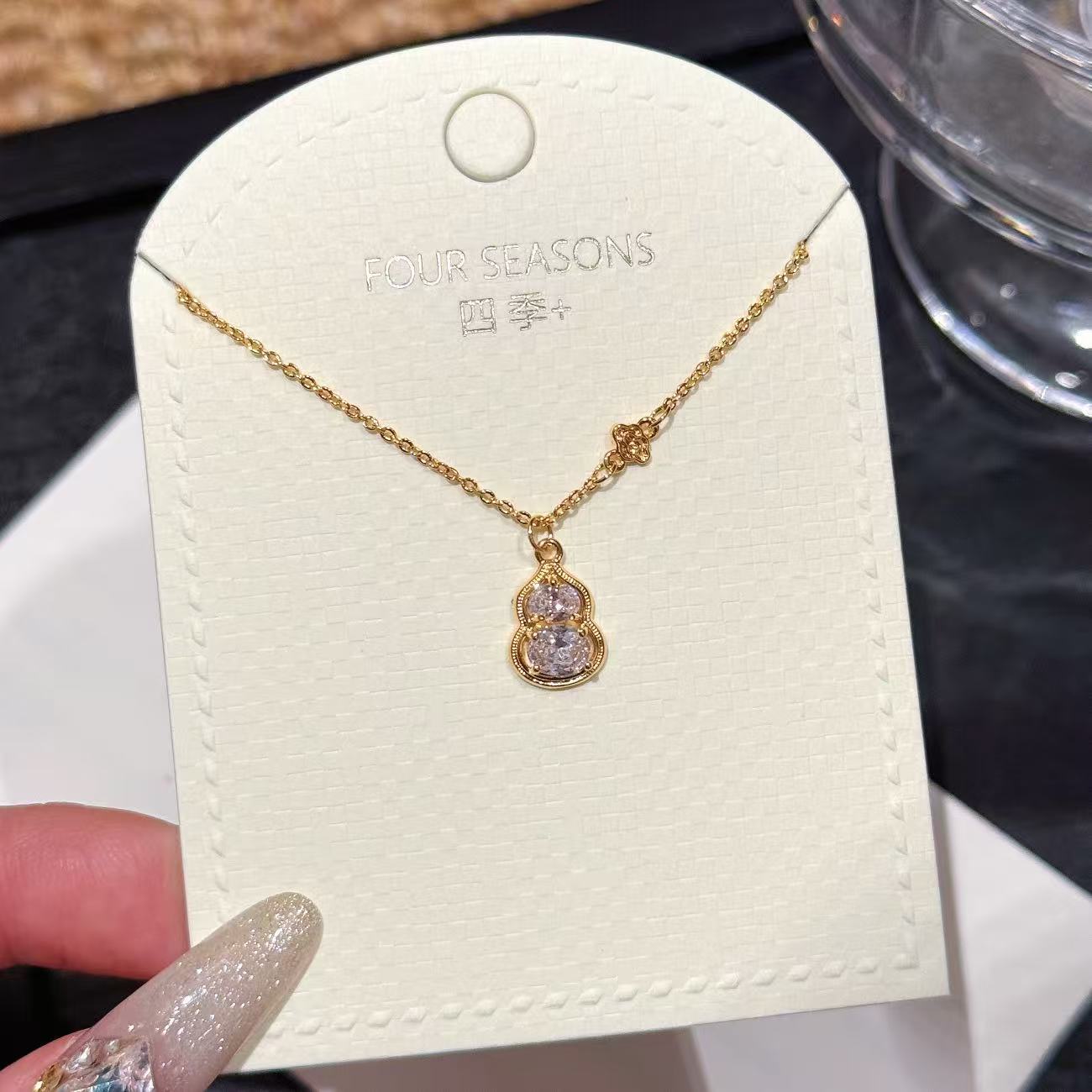 Golden Shovel Sand Gold Necklace, Non-fading Chinese Style Daily Neck Chain
