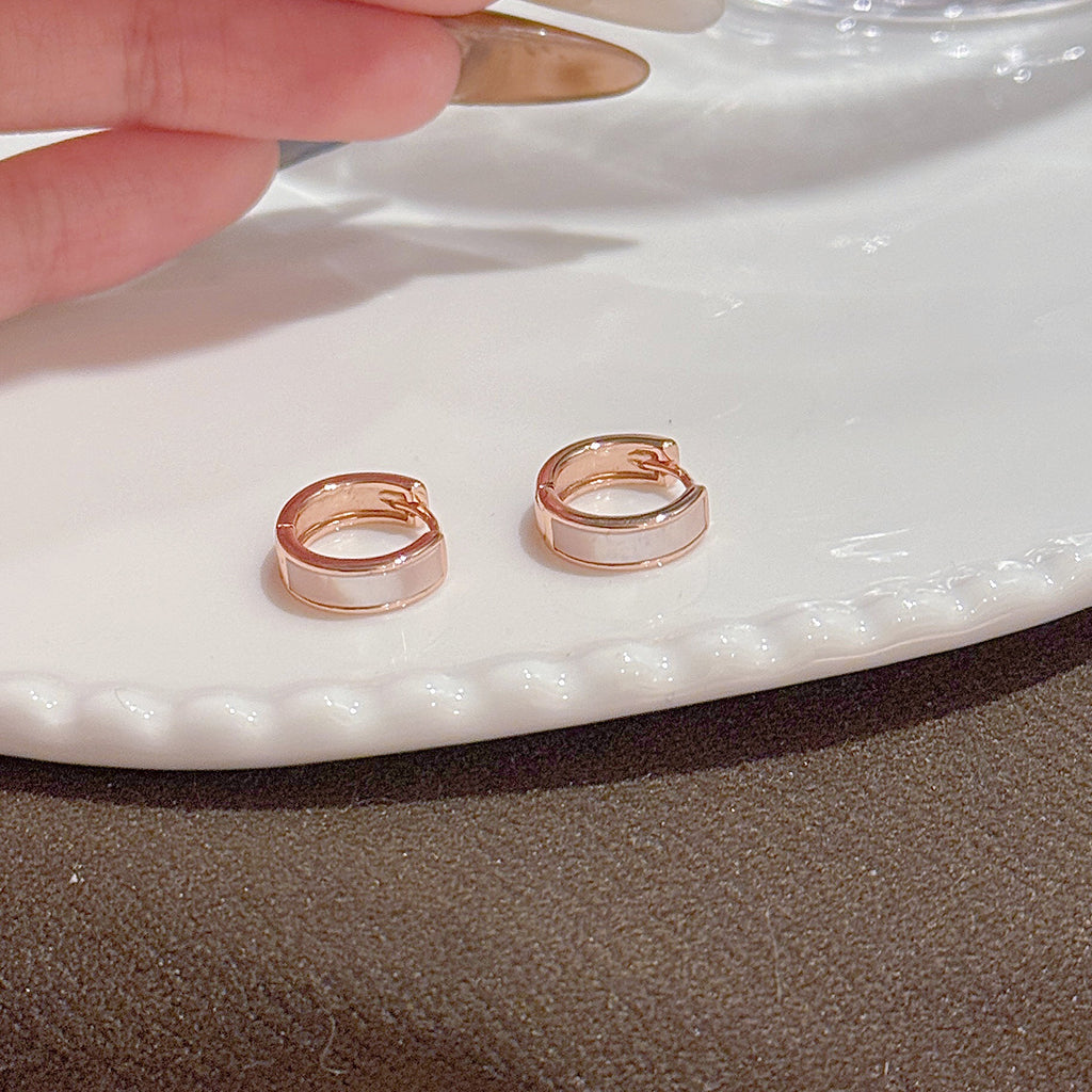 Minimalist Shell Hoop Earrings, Luxury Commute Ear Jewelry