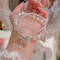Bow Crystal Pearl Bracelet Elegant Sweet Luxury Versatile Women Hand Accessories