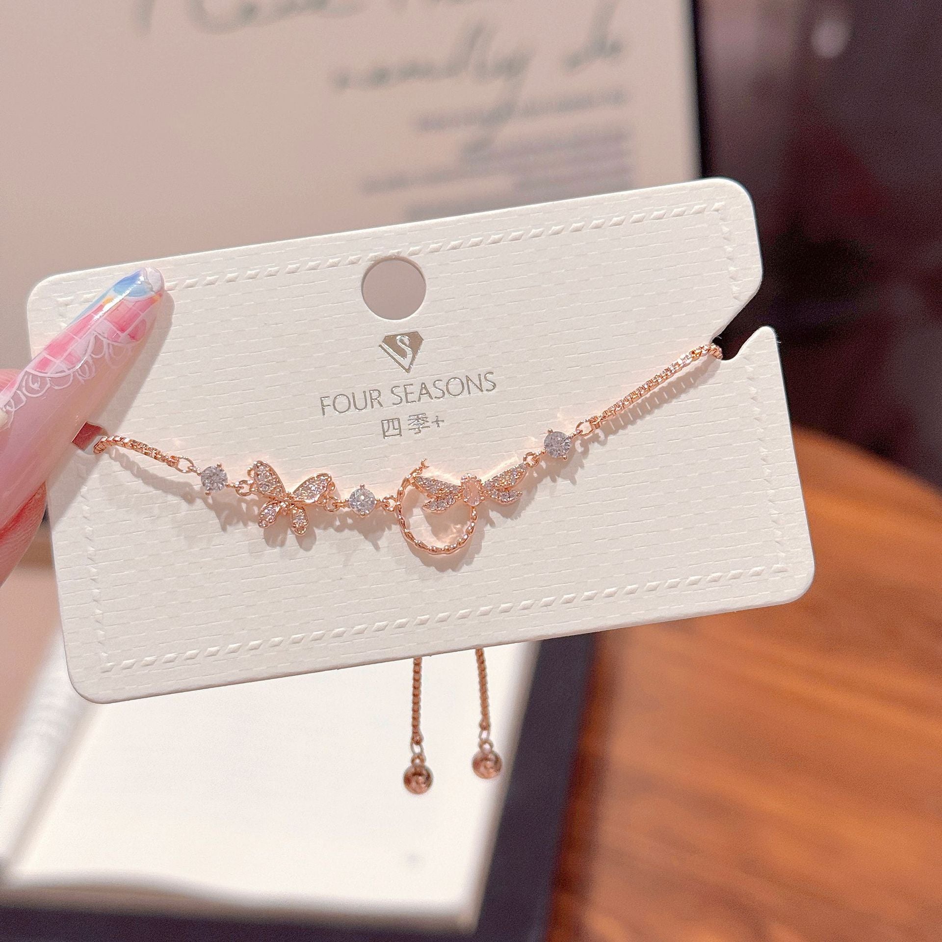 Korea Dongdaemun Butterfly Dragonfly Bracelet, Luxury Zircon Fashion Wrist Jewelry, Delicate Niche All-match Bracelets