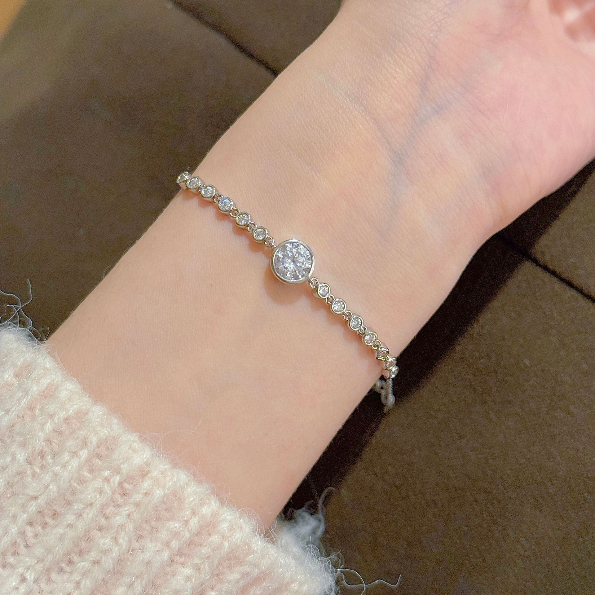 Geometric Round Link Bracelet, Minimalist Niche Luxury Bangle, Dainty All-match Daily Fashion Jewelry