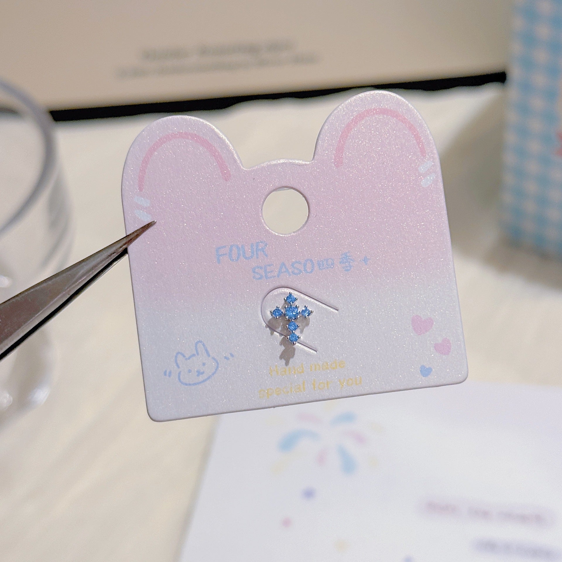 Blue Series Titanium Steel Stud Earrings, Dainty Luxury Minimal Ear Jewelry, Sweet Cool Stylish Tiny Ear Studs Versatile Cartilage Piercing Earrings