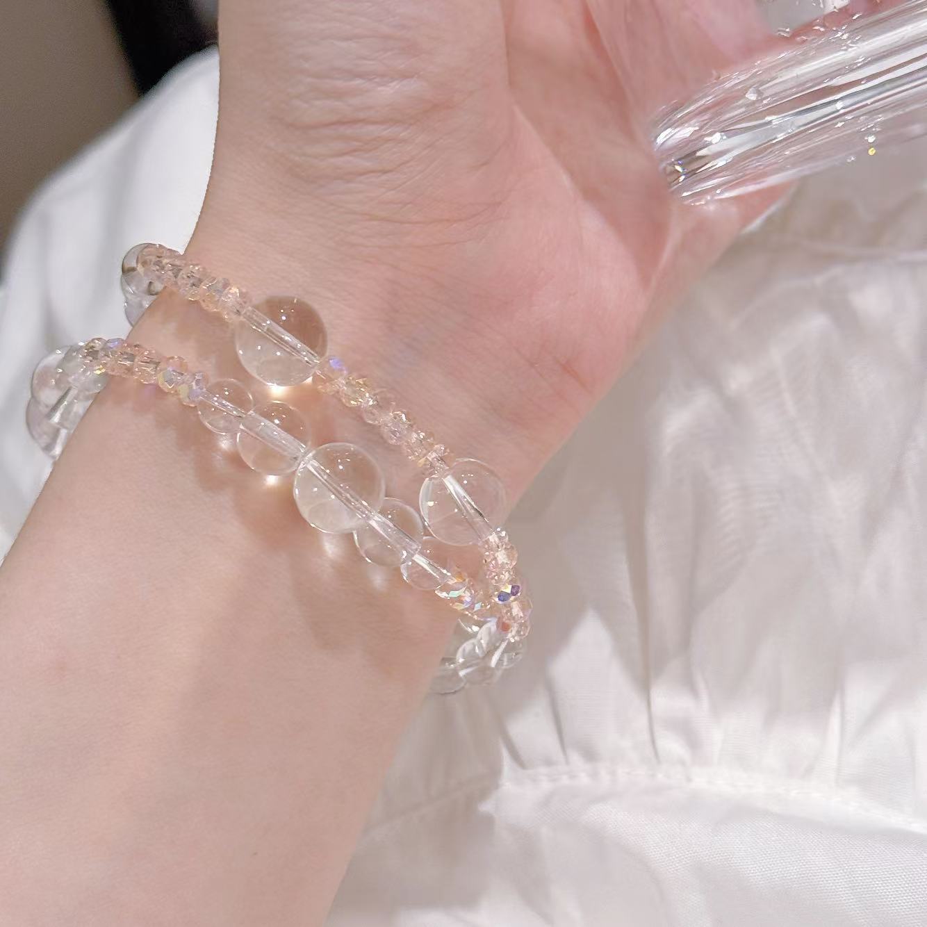 Crystal Beaded Bracelet Luxury Elegant Dainty Jewelry, Ideal Birthday Gift for Girlfriend Best Friend