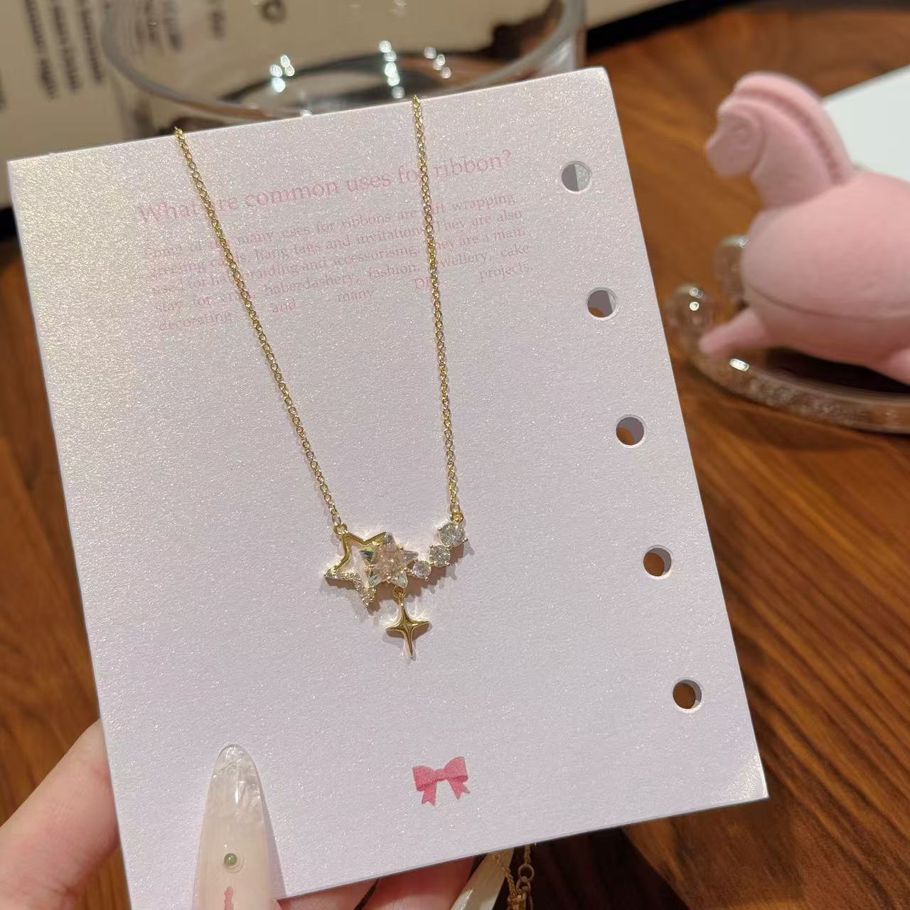 Original Design Aquamarine Meteor Necklace, Preppy Style Clavicle Chain, Luxury Elegant 925 Silver Jewelry
