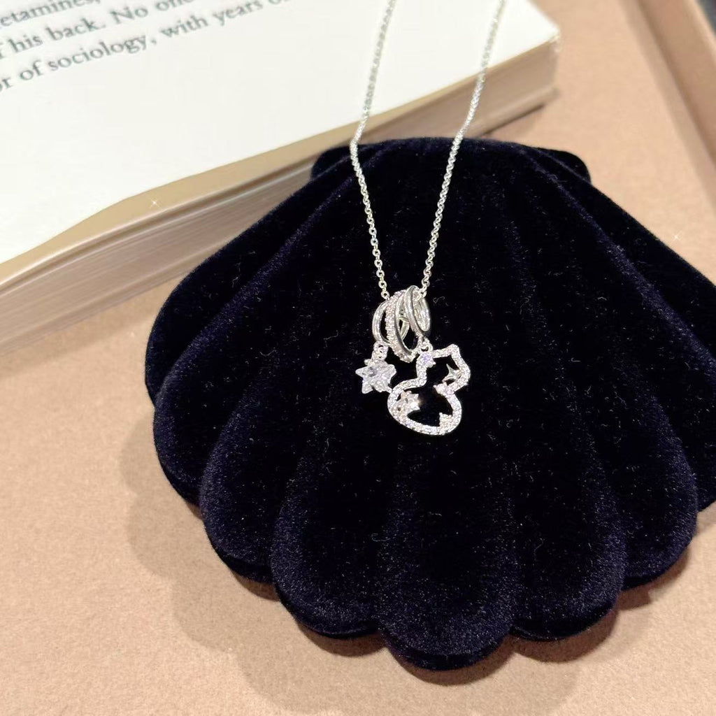 Gourd Cubic Zirconia Pendant Necklace for Women, Luxury High-End Dainty Oriental Versatile Collarbone Fine Jewelry