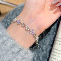 Purple Zircon Bracelet, Elegant Pearl Flower Bracelet, Luxury High-grade Delicate Hand Jewelry for Women