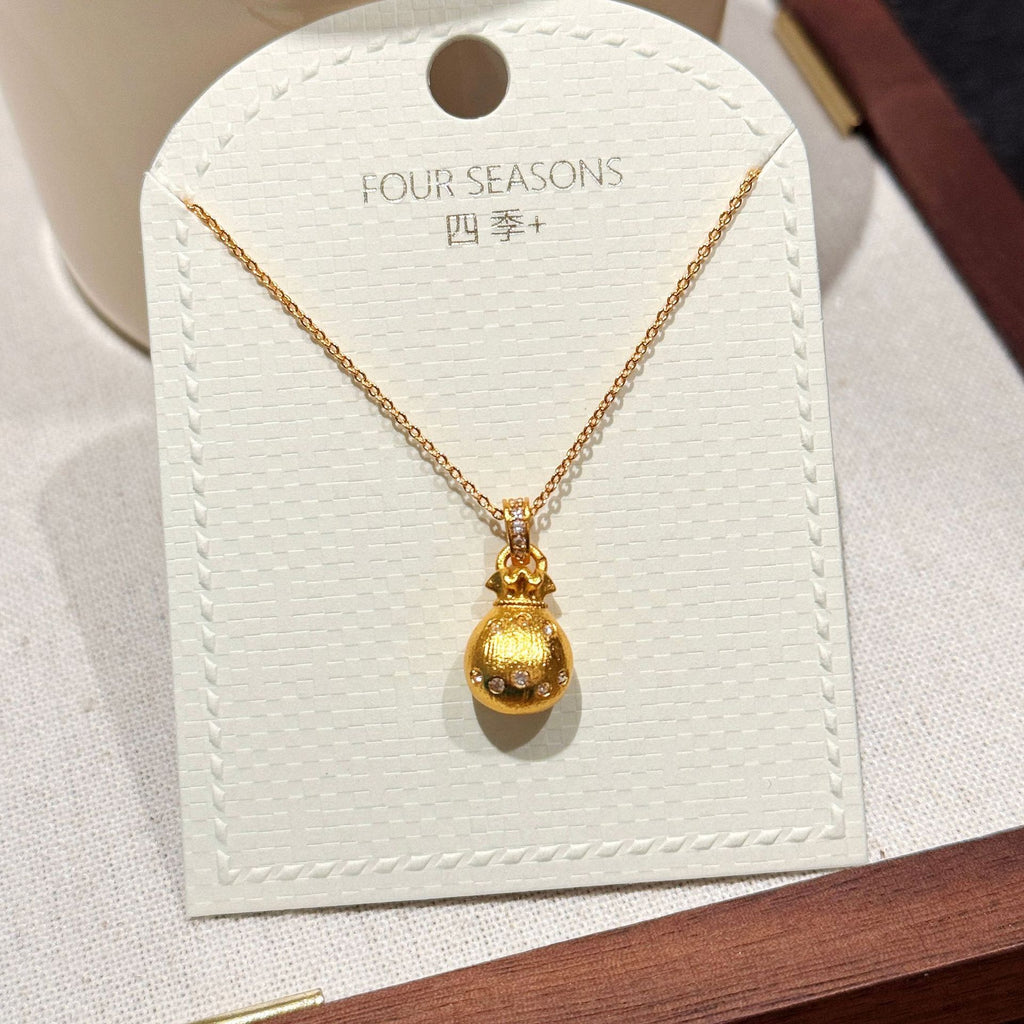 Golden Shovel Sand Gold Necklace, Non-fading Chinese Style Daily Neck Chain